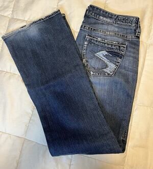 Silver Jeans Lola Flare Jeans Women's 33 X 32.5 Blue Denim Pants Low Rise Boot